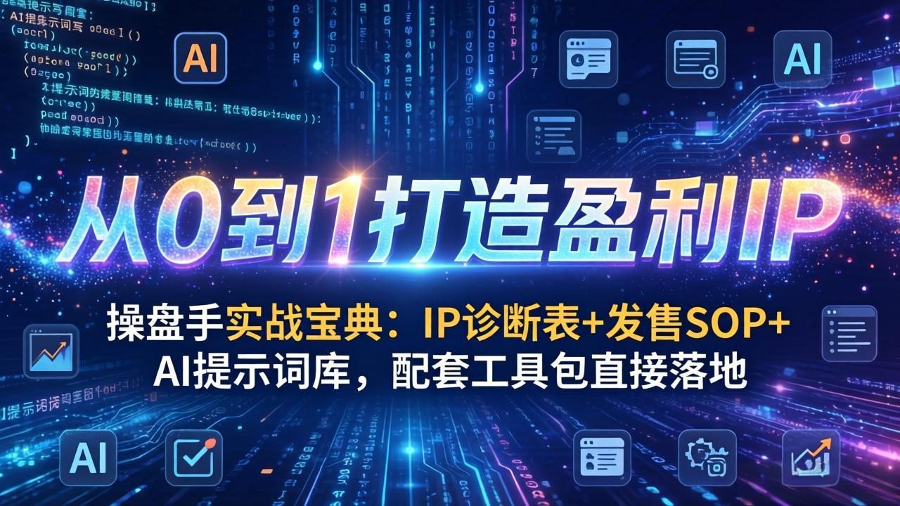 操盘手实战宝典：IP诊断表+发售SOP+AI提示词库，配套工具包直接落地，从0到1打造盈利IP-网创资源站