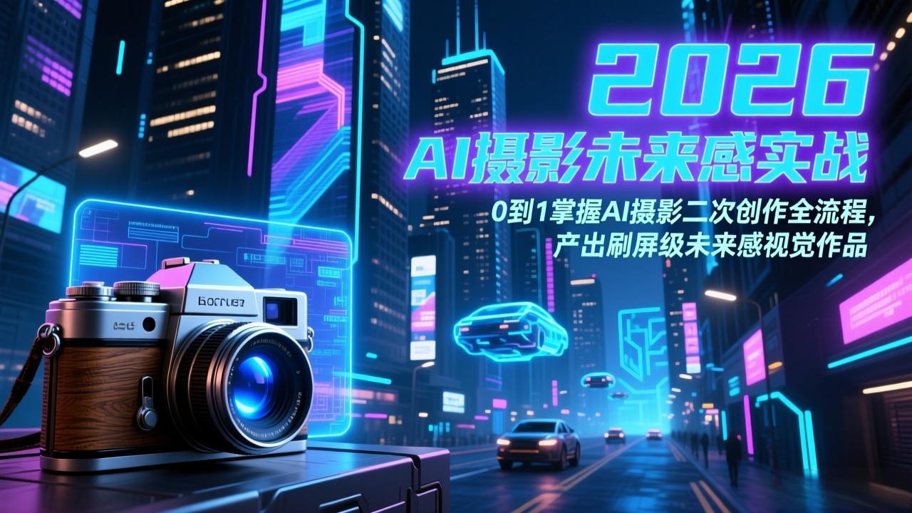 2026 AI摄影未来感实战：0到1掌握AI摄影二次创作全流程，产出刷屏级未来感视觉作品-网创资源站