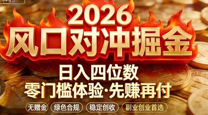 2026美金对冲套利，无赠金对冲策略保驾护航，低门槛易上手实操。单人单日收益2000+-网创资源站