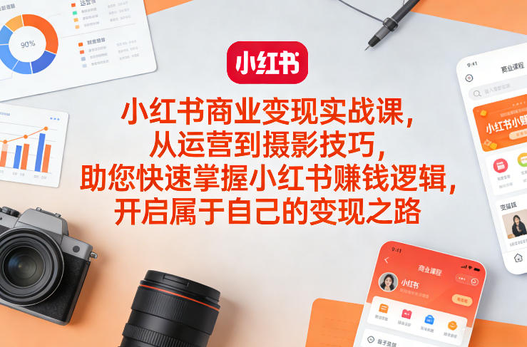 小红书商业变现实战课，从运营到摄影技巧，助您快速掌握小红书賺钱逻辑，开启属于自己的变现之路-网创资源站