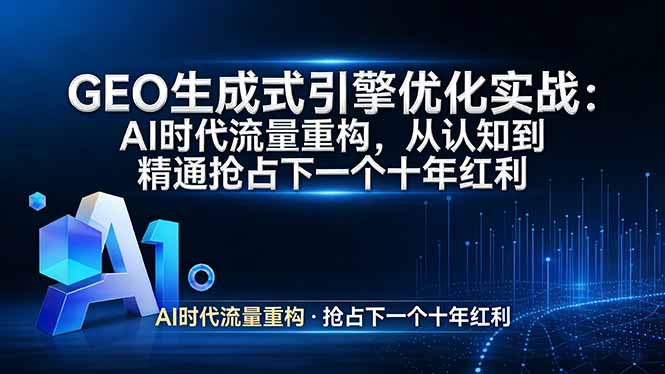 GEO 生成式引擎优化实战：AI时代流量重构，从认知到精通抢占下一个十年红利-网创资源站