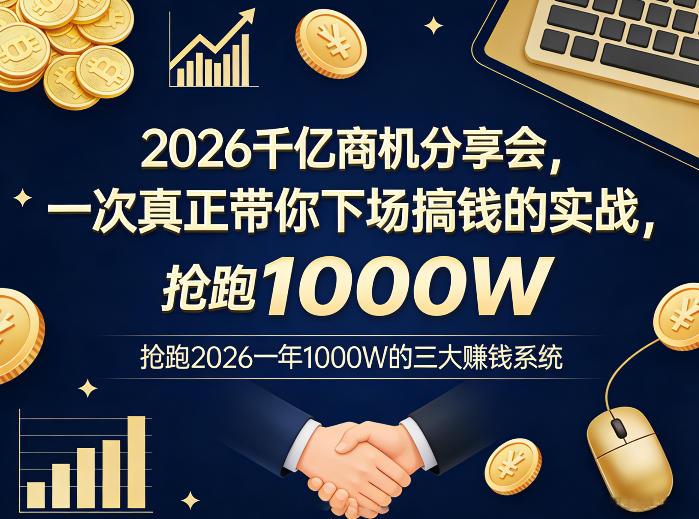 2026千亿商机分享会，一次真正带你下场搞钱的实战，抢跑2026一年1000W的三大賺钱系统-网创资源站