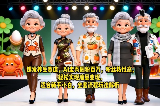 银发养生赛道，AI走秀圈粉百万，粉丝粘性高，轻松实现流量变现，适合新手小白，全套流程玩法解析-网创资源站