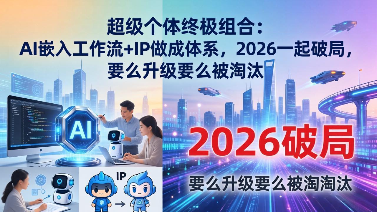 超级个体终极组合：AI嵌入工作流+IP做成体系，2026一起破局，要么升级要么被淘汰-网创资源站