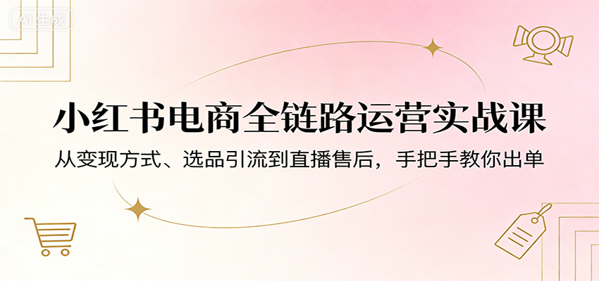 小红书电商全链路运营实战课：从变现方式、选品引流到直播售后，手把手教你出单-网创资源站