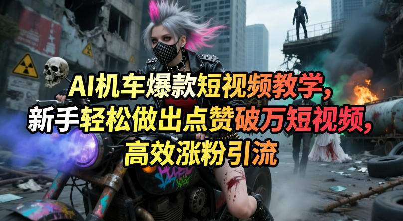 AI机车爆款短视频教学，新手轻松做出点赞破万短视频，高效涨粉引流-网创资源站