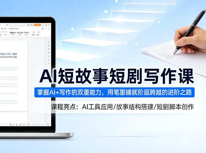 AI短故事短剧写作课，掌握AI+写作的双重能力，用笔墨铺就阶层跨越的进阶之路-网创资源站
