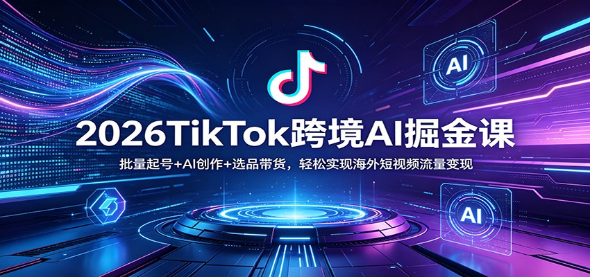 2026TikTok跨境AI掘金课：批量起号+AI创作+选品带货，轻松实现海外短视频流量变现-网创资源站