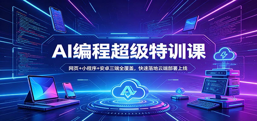 AI编程超级特训课：网页+小程序+安卓三端全覆盖，快速落地云端部署上线-网创资源站
