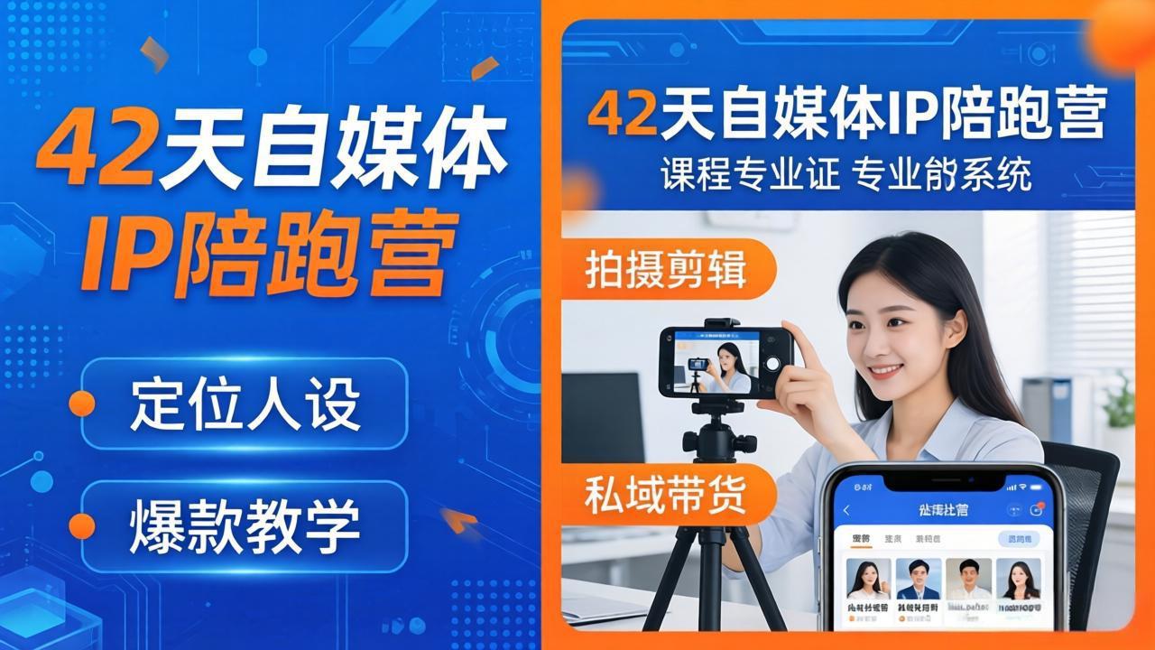 42天自媒体IP陪跑营-26年4月19更新：定位人设爆款全教学，拍摄剪辑私域带货一站式落地-网创资源站