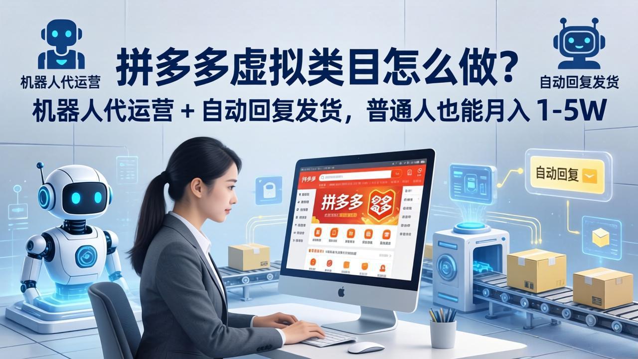 拼多多虚拟类目怎么做？机器人代运营 + 自动回复发货，普通人也能月入 1-5W-网创资源站