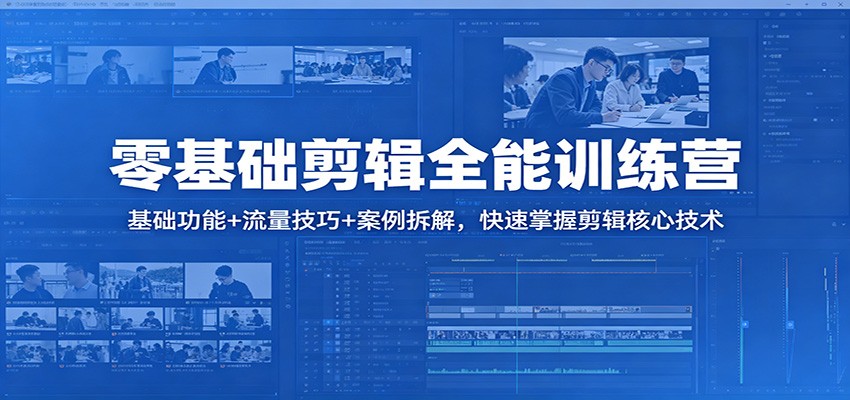 零基础剪辑全能训练营：基础功能+流量技巧+案例拆解，快速掌握剪辑核心技术-网创资源站