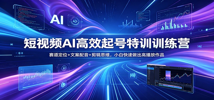 短视频AI高效起号特训训练营：赛道定位+文案配音+剪辑思维，小白快速做出高播放作品-网创资源站