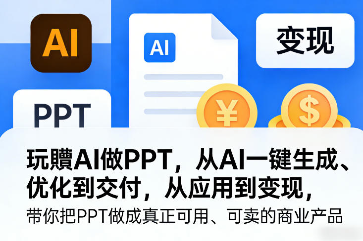 玩賺AI做PPT，从AI一键生成、优化到交付，从应用到变现，带你把PPT做成真正可用、可卖的商业产品(更新0421)-网创资源站