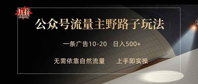 公众号流量主野路子玩法 单条广告10-20元 日入500+-网创资源站