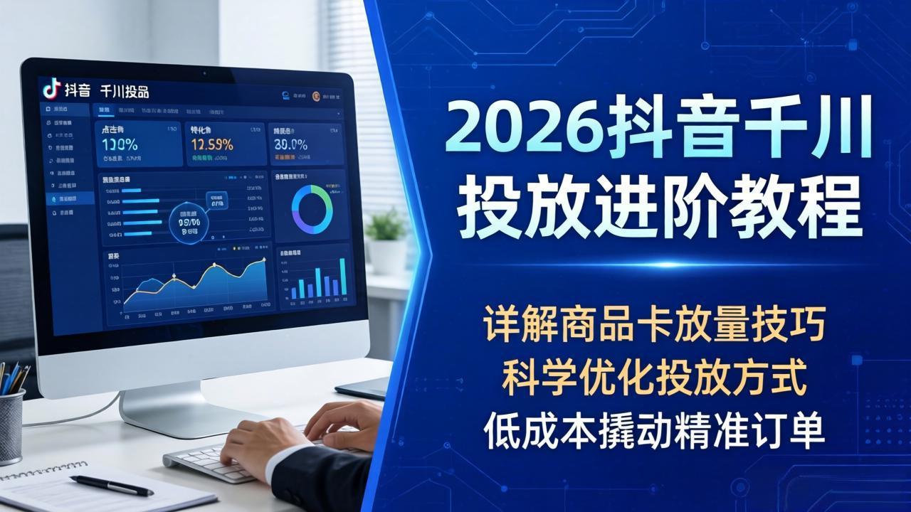 2026抖音千川投放进阶教程，详解商品卡放量技巧，科学优化投放方式，低成本撬动精准订单-网创资源站