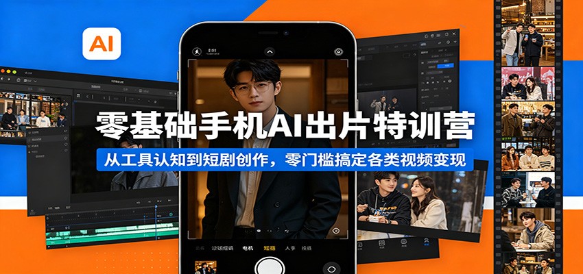 零基础手机AI出片特训营：从工具认知到短剧创作，零门槛搞定各类视频变现-网创资源站