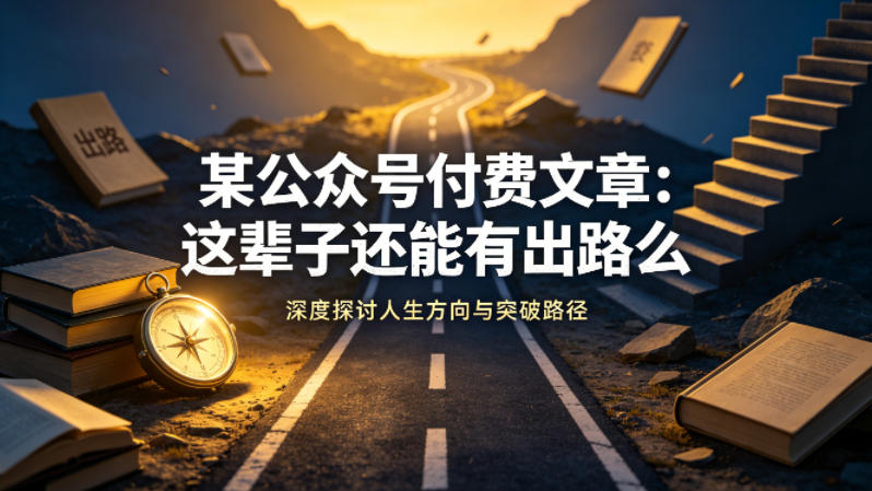 某公众号付费文章：这辈子还能有出路么-网创资源站