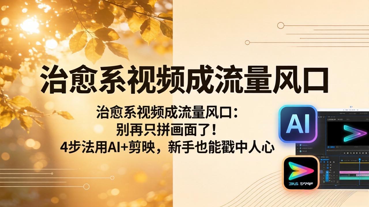 治愈系视频成流量风口：别再只拼画面了！4步法用AI+剪映，新手也能戳中人心-网创资源站