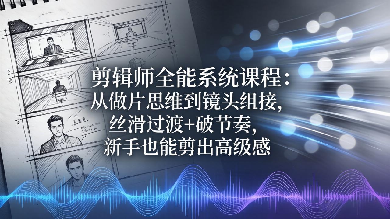 剪辑师全能系统课程：从做片思维到镜头组接，丝滑过渡+破节奏，新手也能剪出高级感-网创资源站