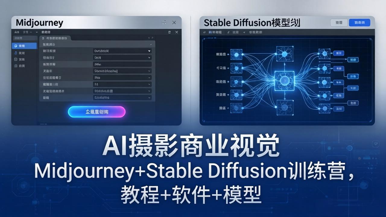 AI摄影商业视觉Midjourney+Stable Diffusion训练营，教程+软件+模型-网创资源站