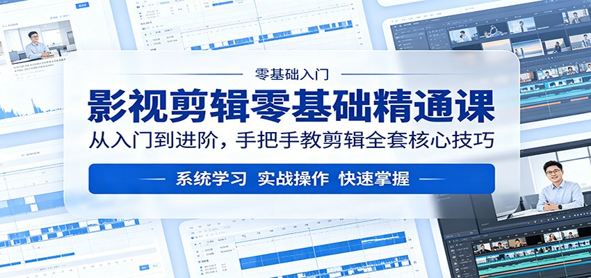 影视剪辑零基础精通课：从入门到进阶，手把手教剪辑全套核心技巧-网创资源站