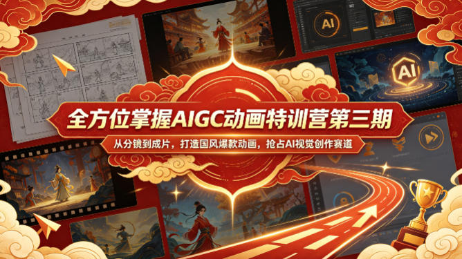 全方位掌握AIGC动画特训营第三期，从分镜到成片，打造国风爆款动画，抢占AI视觉创作赛道红利-网创资源站