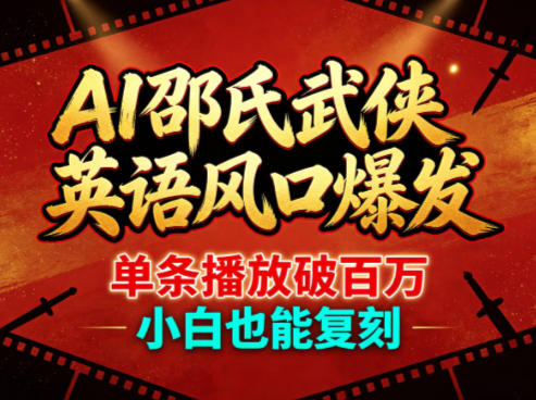 AI邵氏武侠英语风口爆发，单条播放破百万，小白也能复刻-网创资源站