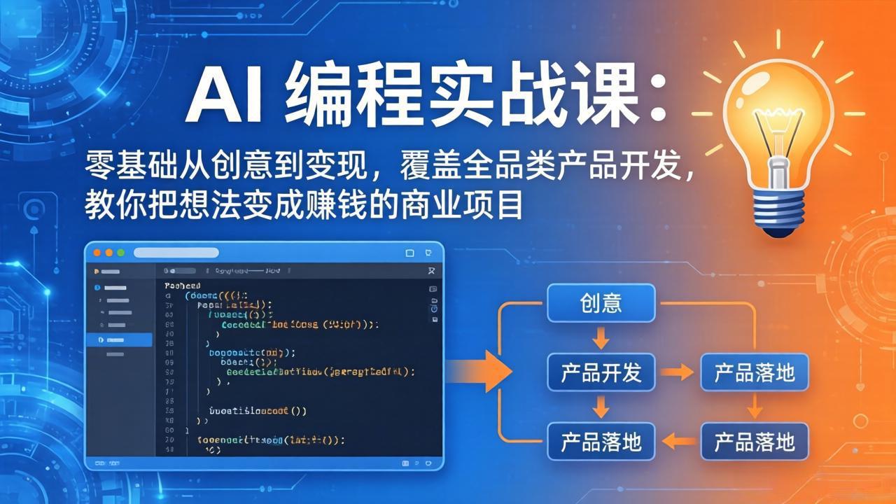 AI编程实战课-第三期-5月3更新：零基础从创意到变现，覆盖全品类产品开发，把想法变成赚钱项目-网创资源站