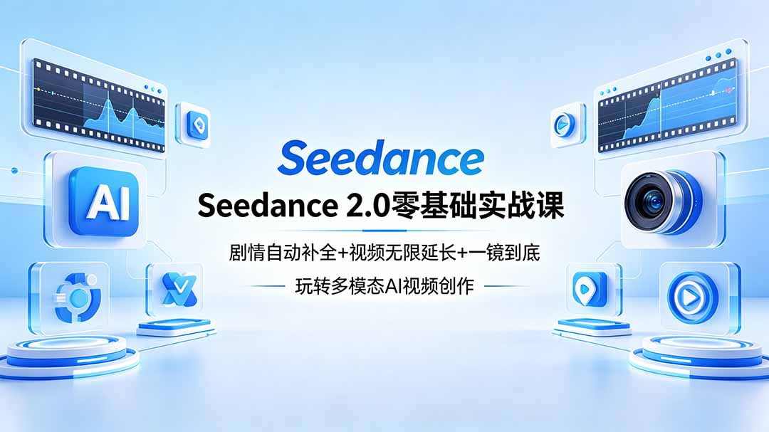 Seedance 2.0零基础实战课：剧情自动补全+视频无限延长+一镜到底：玩转多模态AI视频创作-网创资源站