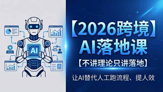2026跨境AI落地课，不讲理论只讲落地，让AI替代人工跑流程、提人效-网创资源站