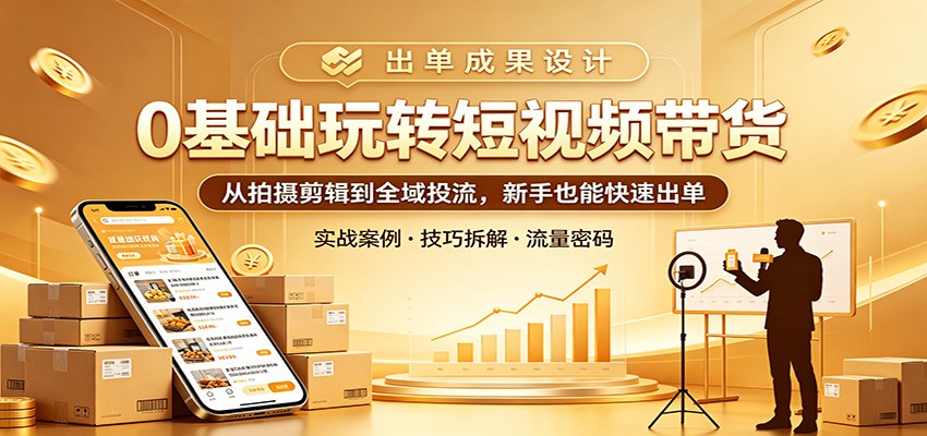 0基础玩转短视频带货：从拍摄剪辑到全域投流，新手也能快速出单-网创资源站