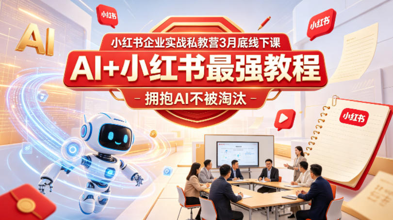 小红书企业实战私教营3月底线下课，AI+小红书最强教程，拥抱AI不被淘汰-网创资源站