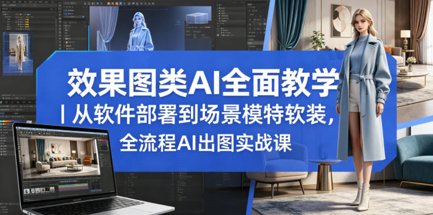 效果图类AI全面教学｜从软件部署到场景模特软装，全流程AI出图实战课-网创资源站