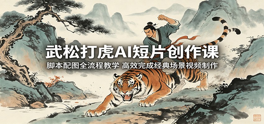 武松打虎AI短片创作课：脚本配图全流程教学，高效完成经典场景视频制作-网创资源站