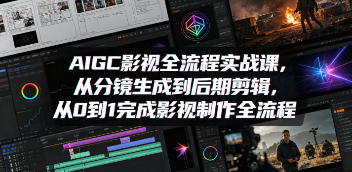 AIGC影视全流程实战课，从分镜生成到后期剪辑，从0到1完成影视制作全流程-网创资源站