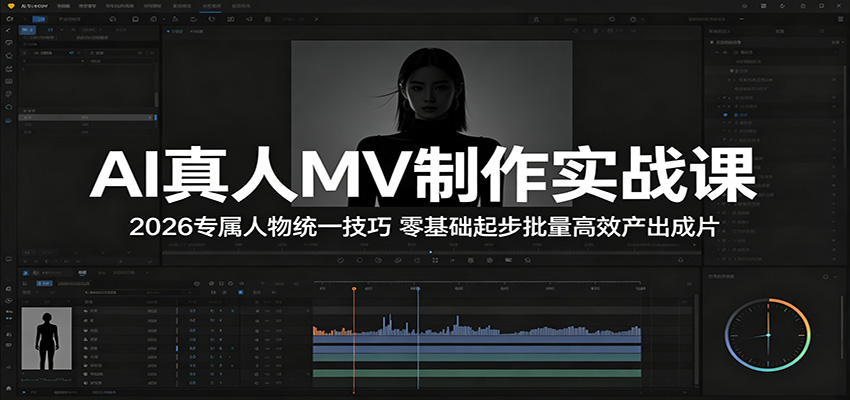 AI真人MV制作实战课：2026专属人物统一技巧，零基础起步批量高效产出成片-网创资源站