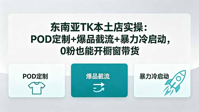 东南亚TK本土店实操-5月更新：POD定制+爆品截流+暴力冷启动，0粉也能开橱窗带货-网创资源站