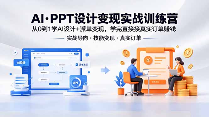 AI·PPT设计变现实战训练营，从0到1学AI设计+派单变现，学完直接接真实订单赚钱-网创资源站