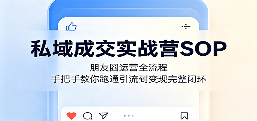 私域成交实战营SOP：朋友圈运营全流程，手把手教你跑通引流到变现完整闭环-网创资源站