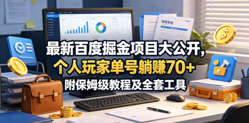 最新百度掘金项目大公开，个人玩家单号躺賺70+，附保姆级教程及全套工具【揭秘】-网创资源站