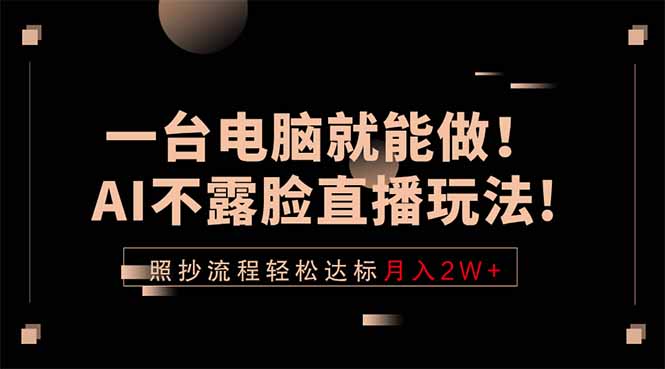 一台电脑就能做！AI不露脸直播玩法，照抄流程轻松达标月入2W+-网创资源站