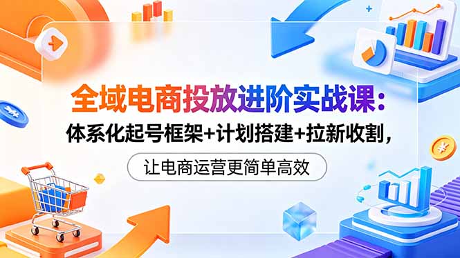 全域电商投放进阶实战课：体系化起号框架+计划搭建+拉新收割，让电商运营更简单高效-网创资源站