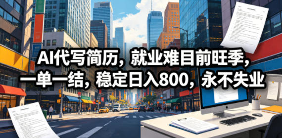 AI代写简历，就业难目前旺季，一单一结，稳定日入800，永不失业-网创资源站