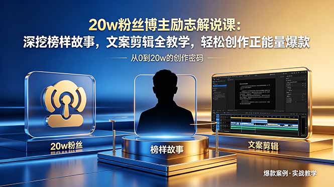 20w粉丝博主励志解说课：深挖榜样故事，文案剪辑全教学，轻松创作正能量爆款-网创资源站
