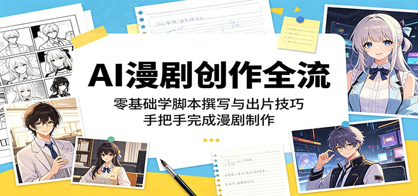 AI漫剧创作全流程：零基础学脚本撰写与出片技巧，手把手完成漫剧制作-网创资源站