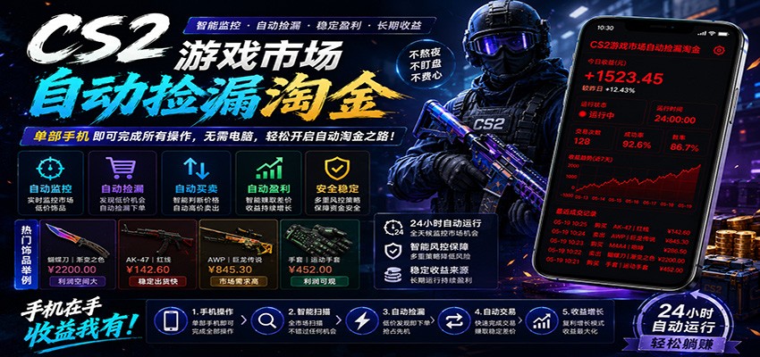 CSGO挂机捡漏项目通过利用游戏饰品交易机制，结合薄凉软件辅助捡漏，实现盈利-网创资源站