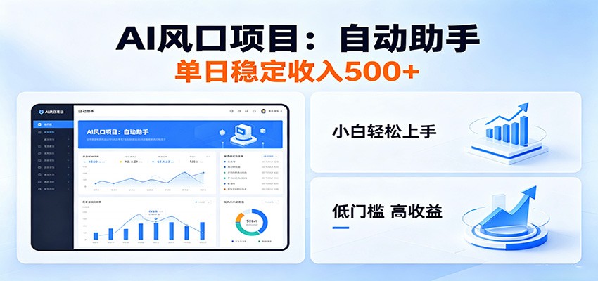 全新AI自动助手项目，低门槛入局，每日稳定收益500以上-网创资源站