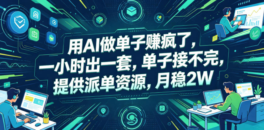 用AI做单子賺疯了，一小时出一套，单子接不完，提供派单资源，月稳2W【揭秘】-网创资源站