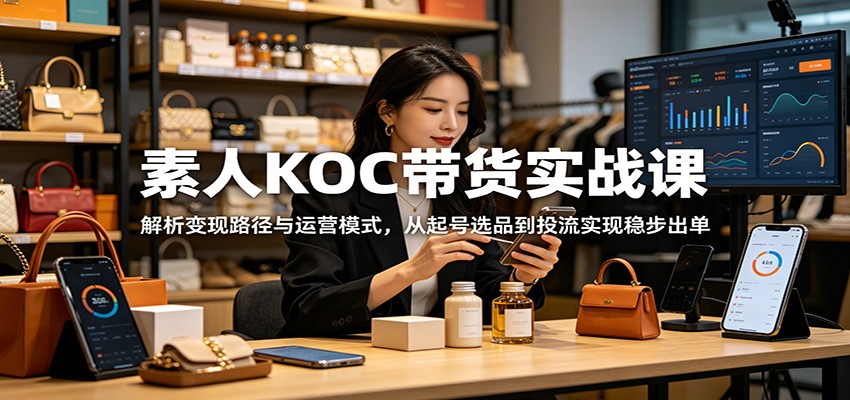 素人KOC带货实战课：解析变现路径与运营模式，从起号选品到投流实现稳步出单-网创资源站